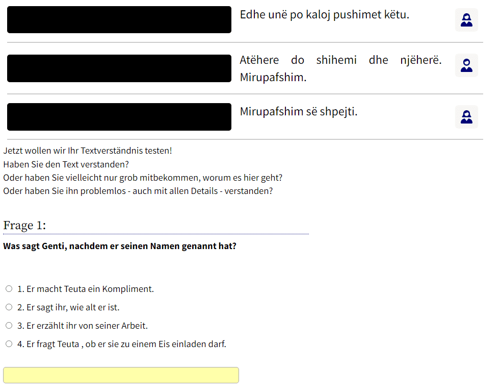 Albanisch lernen Dialogtrainer