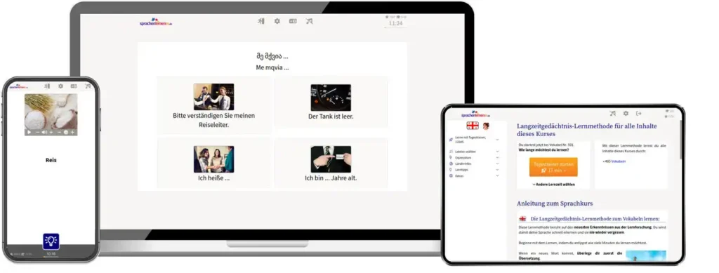 ortsunabhängig auf allen Geräten Georgisch lernen mit wunschsprache.de