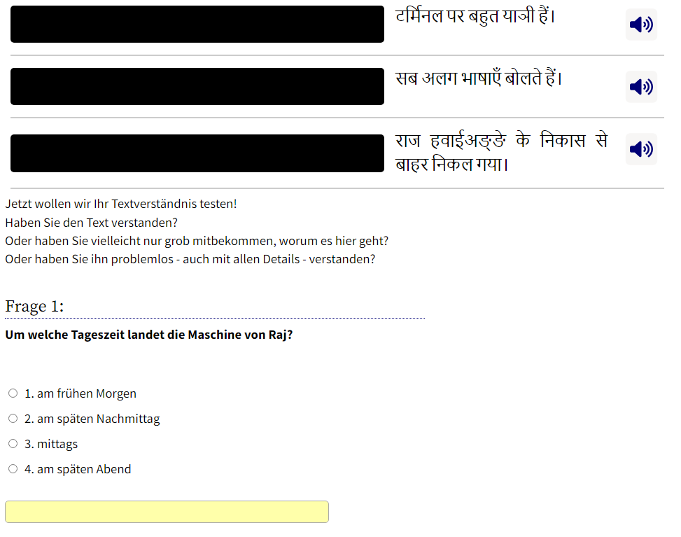 Hindi lernen Dialogtrainer