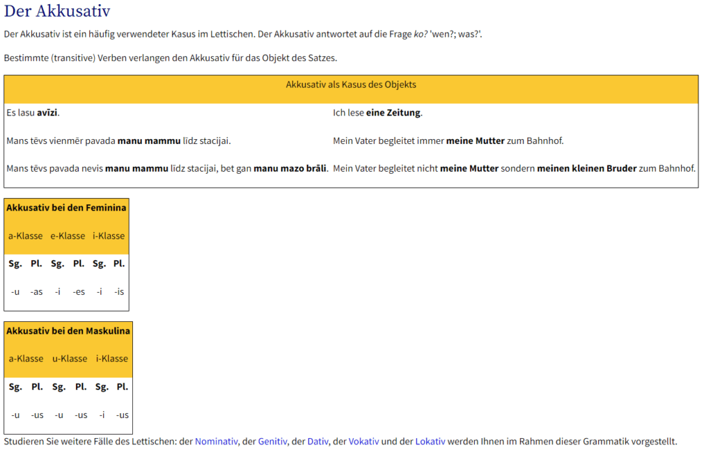 Litauisch lernen Grammatik Fälle Akkusativ