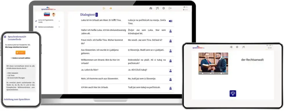 ortsunabhängig auf allen Geräten Slowenisch lernen mit wunschsprache.de