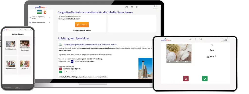 ortsunabhängig auf allen Geräten Usbekisch lernen mit wunschsprache.de
