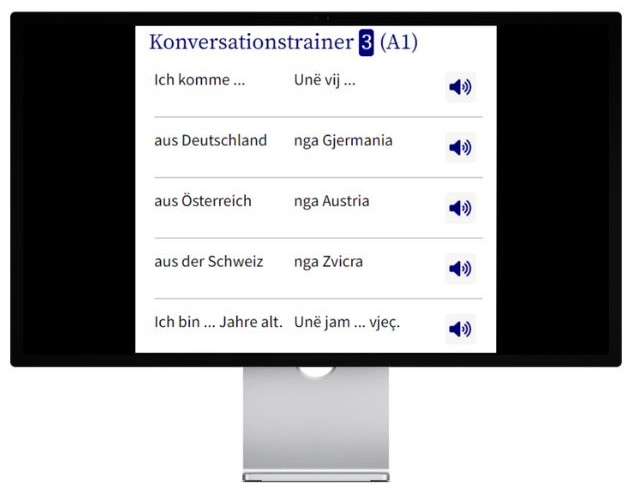 Albanisch lernen mit Konversationstrainer auf wunschsprache.de Desktop