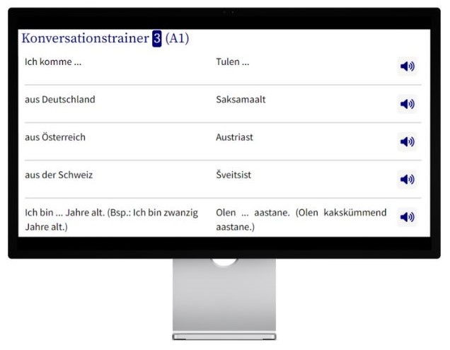 Estnisch lernen mit Konversationstrainer auf wunschsprache.de Desktop