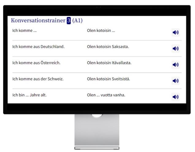 Finnisch lernen mit Konversationstrainer auf wunschsprache.de Desktop