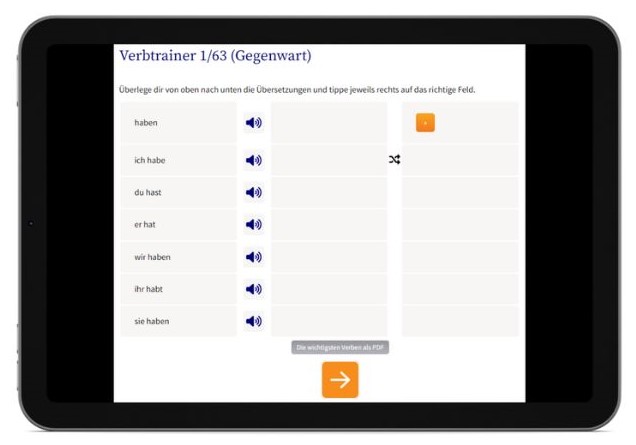 Indonesisch lernen Verbtrainer Tablet