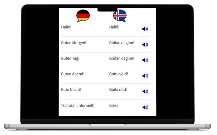 Isländisch lernen wichtigste Vokabeln Laptop