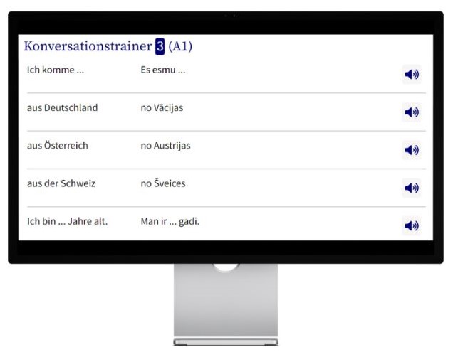Lettisch lernen mit Konversationstrainer auf wunschsprache.de Desktop