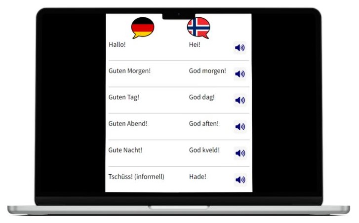 Norwegisch lernen wichtigste Vokabeln Laptop