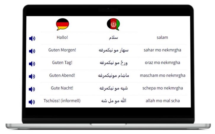 Pashto lernen mit Konversationstrainer auf wunschsprache.de Desktop