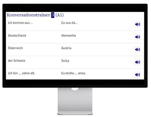 Portugiesisch lernen mit Konversationstrainer auf wunschsprache.de Desktop