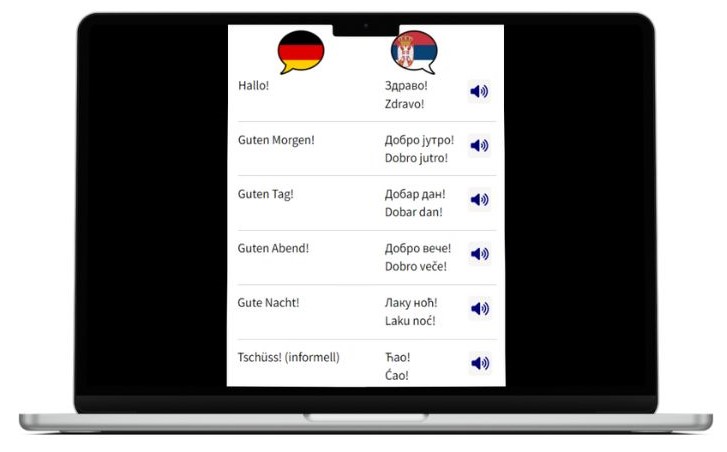 Serbisch lernen wichtigste Vokabeln Laptop