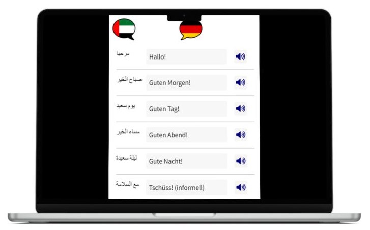 Deutsch lernen auf Arabisch wichtigste Vokabeln Laptop