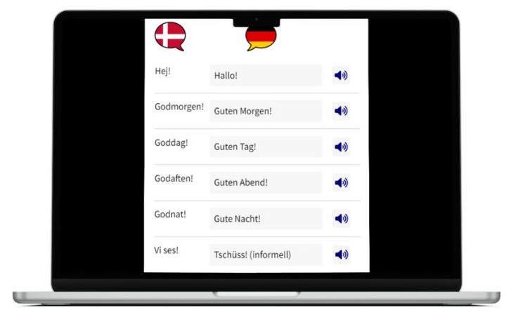 Deutsch lernen auf Dänisch wichtigste Vokabeln Laptop