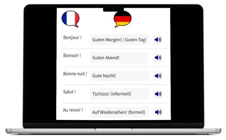Deutsch lernen auf Französisch wichtigste Vokabeln Laptop