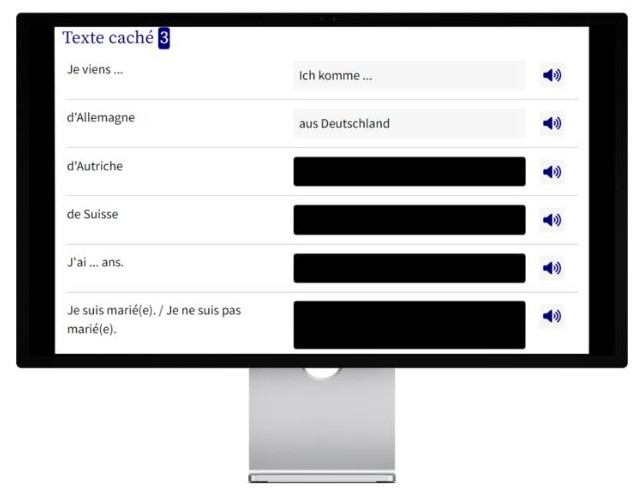 Deutsch lernen auf Französisch mit Konversationstrainer auf wunschsprache.de Desktop