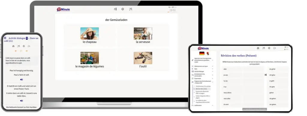 ortsunabhängig auf allen Geräten Deutsch lernen auf Französisch mit wunschsprache.de