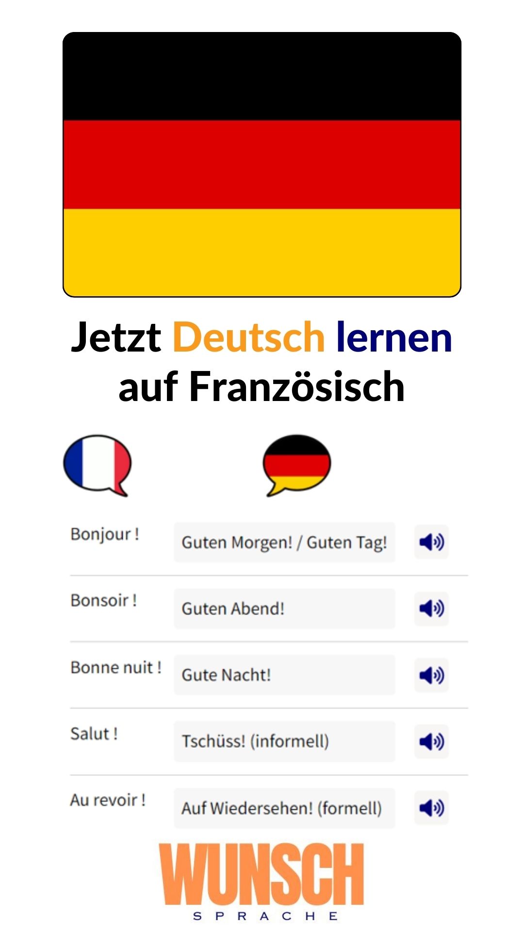 🇩🇪 Deutsch lernen auf Französisch - wunschsprache.de