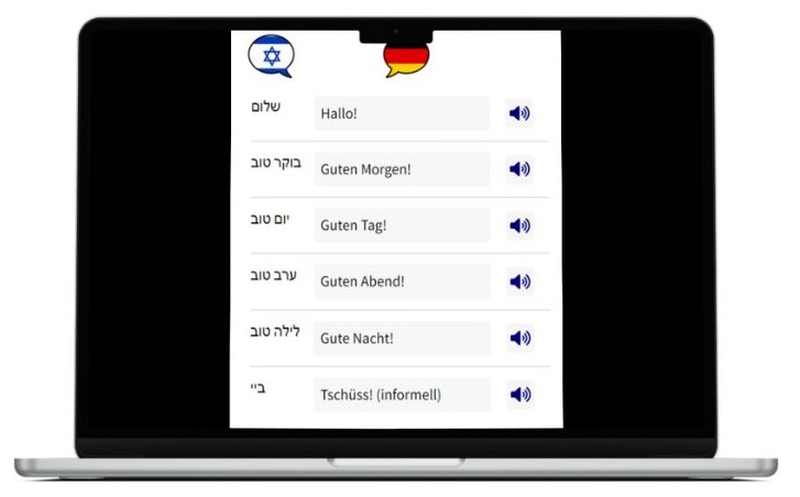 Deutsch lernen auf Hebräisch wichtigste Vokabeln Laptop