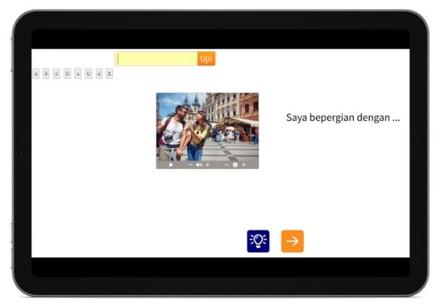 Deutsch lernen auf Indonesisch Rechtschreibung Tablet