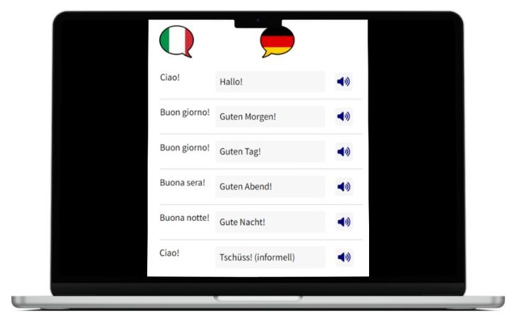 Deutsch lernen auf Italienisch wichtigste Vokabeln Laptop