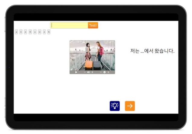 Deutsch lernen auf Koreanisch Rechtschreibung Tablet