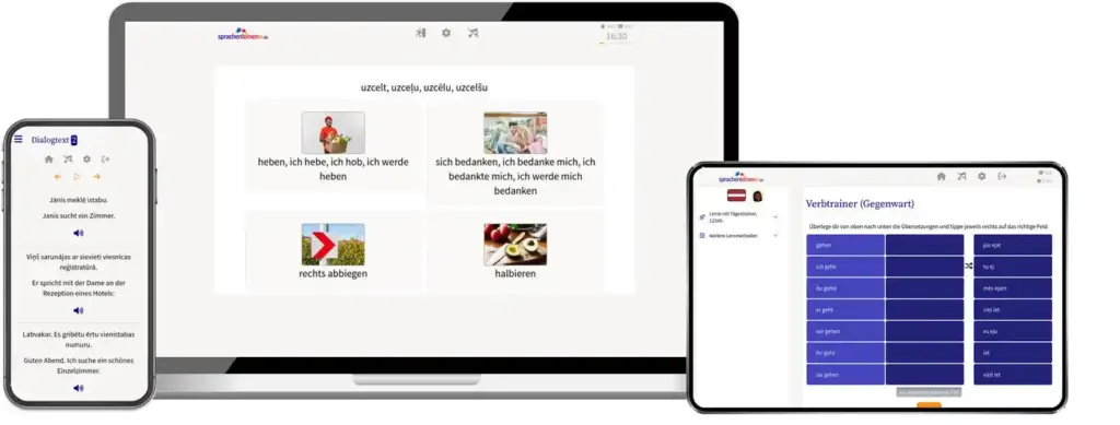 ortsunabhängig auf allen Geräten Deutsch lernen auf Lettisch mit wunschsprache.de