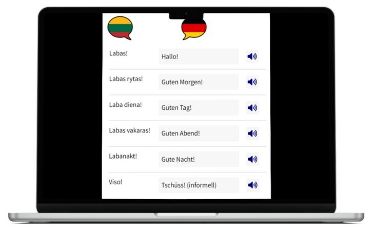 Deutsch lernen auf Litauisch wichtigste Vokabeln Laptop