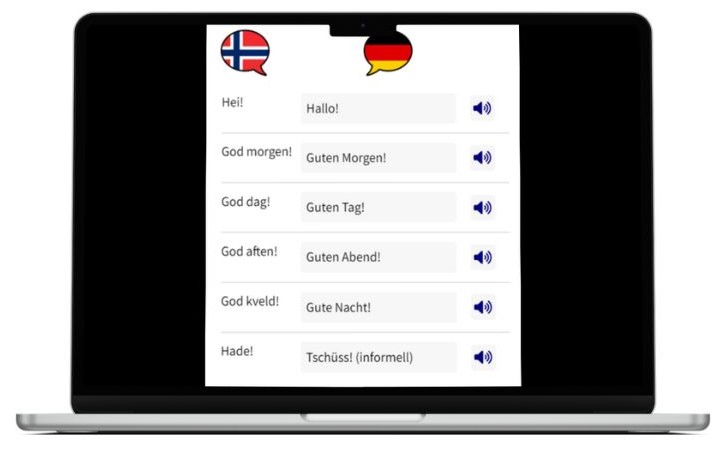 Deutsch lernen auf Norwegisch wichtigste Vokabeln Laptop