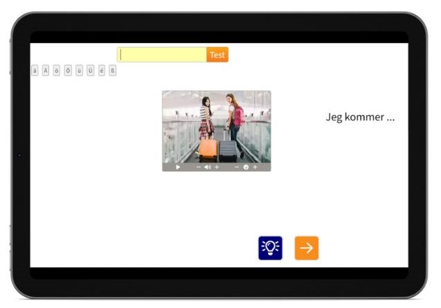 Deutsch lernen auf Norwegisch Rechtschreibung Tablet