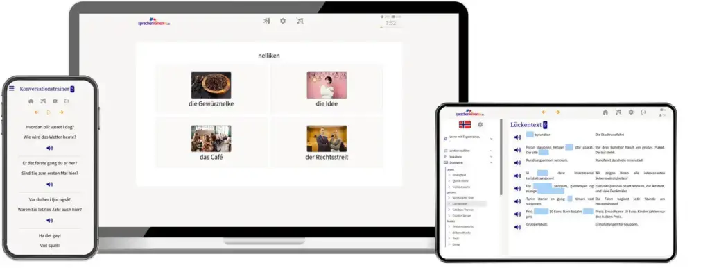 ortsunabhängig auf allen Geräten Deutsch lernen auf Norwegisch mit wunschsprache.de