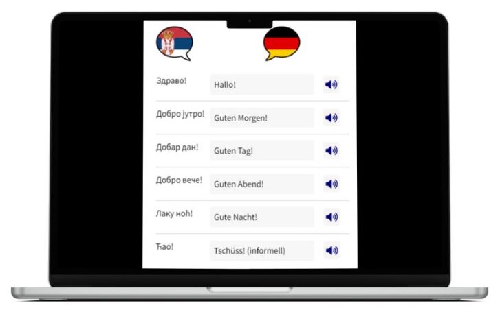 Deutsch lernen auf Serbisch wichtigste Vokabeln Laptop