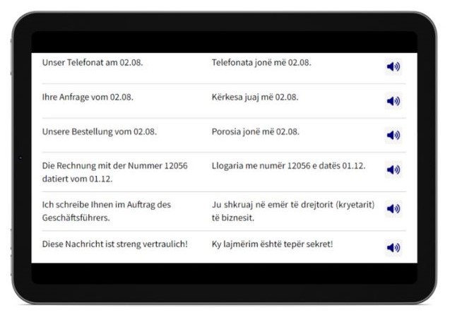 Business Albanisch lernen Dialogtrainer Tablet