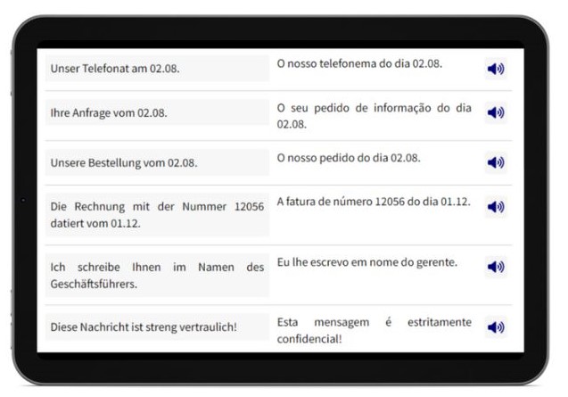 Business Brasilianisch lernen Dialogtrainer Tablet