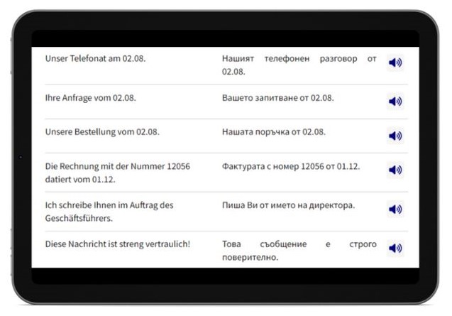 Business Bulgarisch lernen Dialogtrainer Tablet