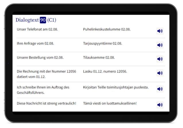 Business Finnisch lernen Dialogtrainer Tablet