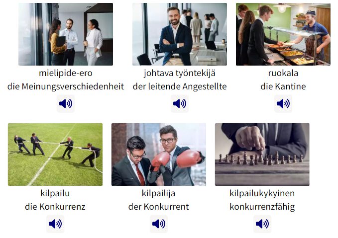 Business Finnisch lernen Vokabel-Bilder Geschäftsleben