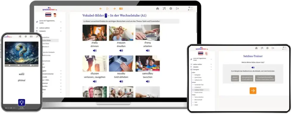 ortsunabhängig auf allen Geräten Deutsch lernen auf Thai mit wunschsprache.de