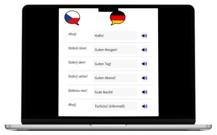 Deutsch lernen auf Tschechisch wichtigste Vokabeln Laptop