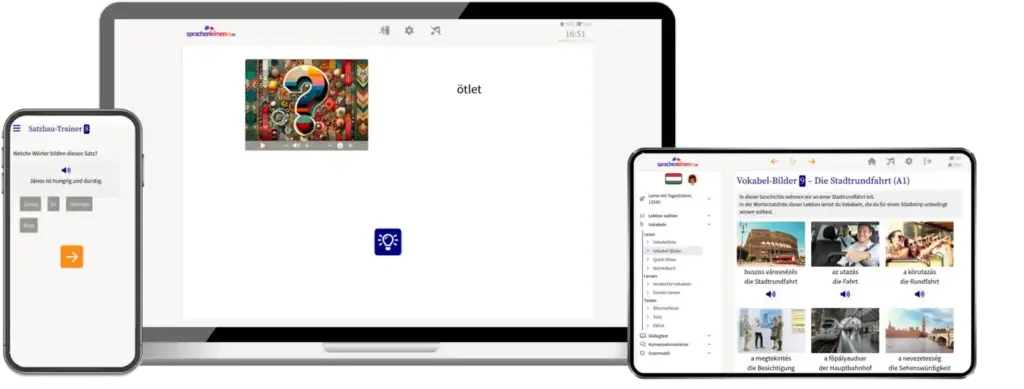 ortsunabhängig auf allen Geräten Deutsch lernen auf Ungarisch mit wunschsprache.de