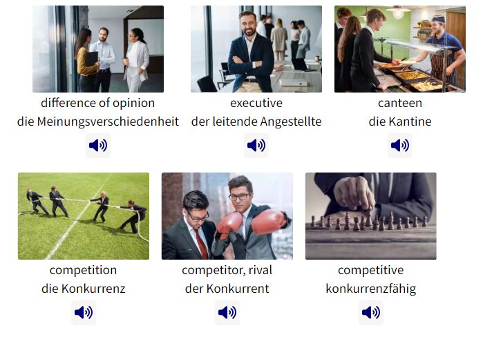 Business Deutsch auf Englisch lernen Vokabelbilder Geschäftsleben