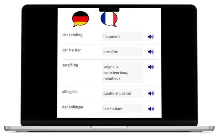 Business Deutsch auf Französisch lernen Vokabeln Laptop
