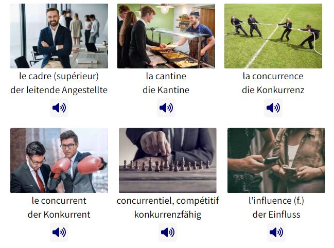Business Deutsch auf Französisch lernen Vokabelbilder Geschäftsleben