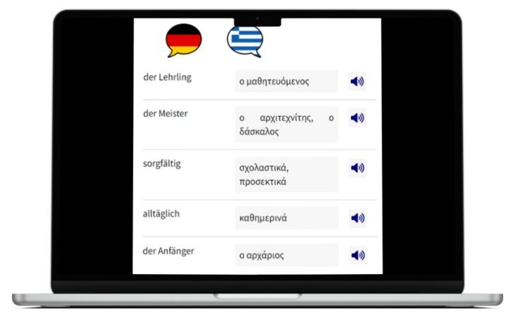 Business Deutsch auf Griechisch lernen Vokabeln Laptop