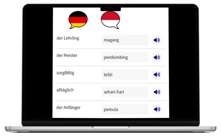 Business Deutsch auf Indonesisch lernen Vokabeln Laptop