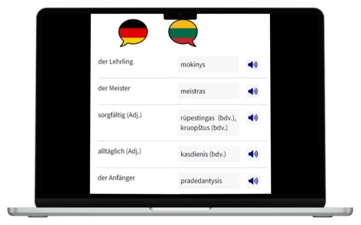 Business Deutsch auf Litauisch lernen Vokabeln Laptop