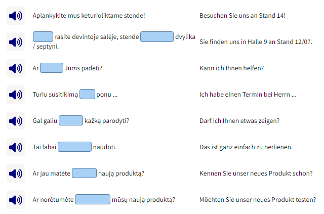 Business Deutsch auf Litauisch lernen Lückentext Beispielsätze