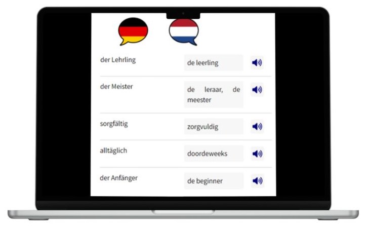 Business Deutsch auf Niederländisch lernen Vokabeln Laptop