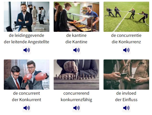 Business Deutsch auf Niederländisch lernen Vokabelbilder Geschäftsleben