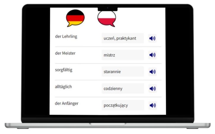 Business Deutsch auf Polnisch lernen Vokabeln Laptop